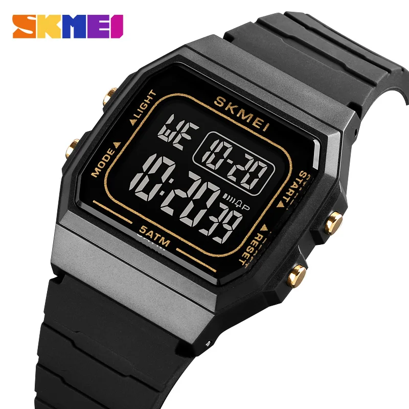 SKMEI Youth Cool 5Bar Waterproof Wristwatch LED Light Stopwatch Digital Sports Watches For Men Women Student Alarm reloj hombre