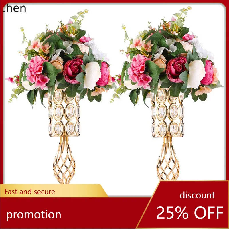

Hxl iron art electroplated gold wedding props flower stand candlestick decoration