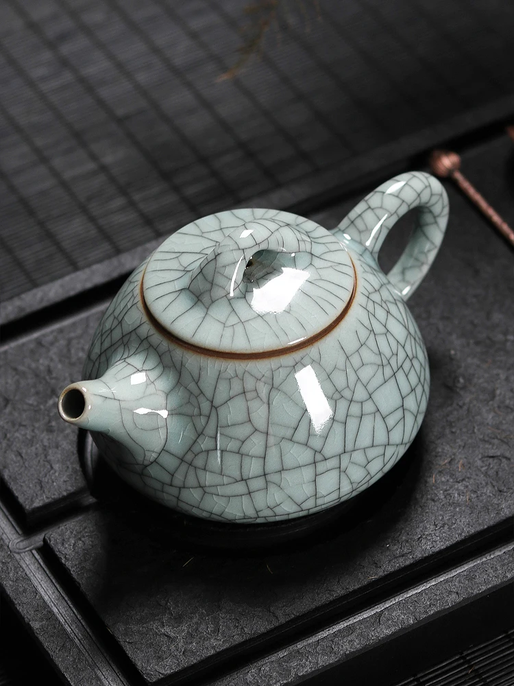 Handmade Qingbai Ceramic Tea Pot Gongfu Tea Set Vintage Home Use Dragon Well Tea Brewing Pot Chinese Style Ceramics Ice Crack...