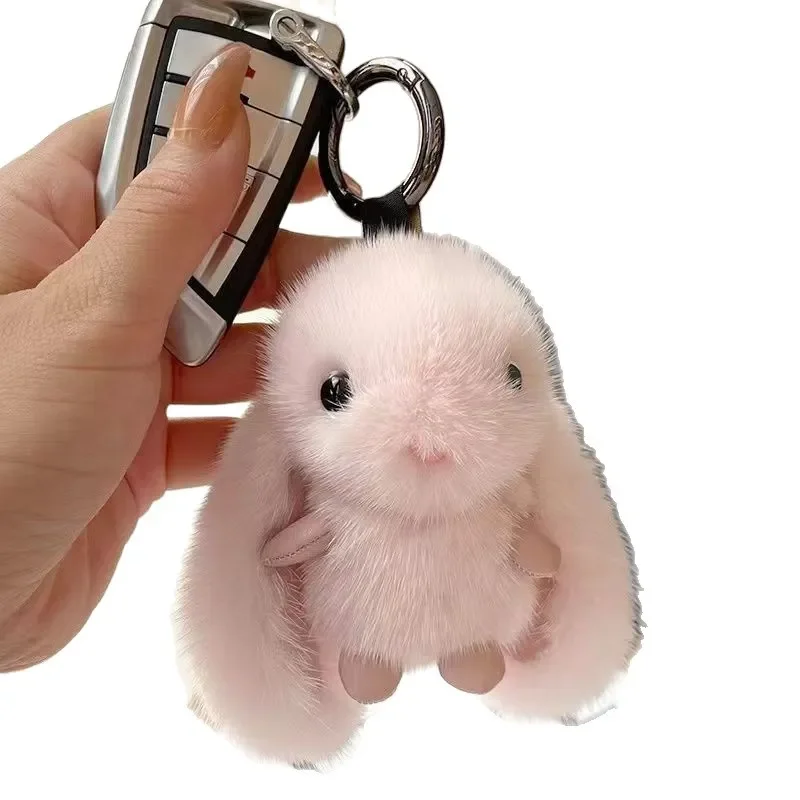 Chaveiro de Coelho Fofo com Orelhas Grandes e Coração, Pelúcia de Imitação de Pelo de Vison, Design Requintado de Alto Valor para Meninas e Mulheres