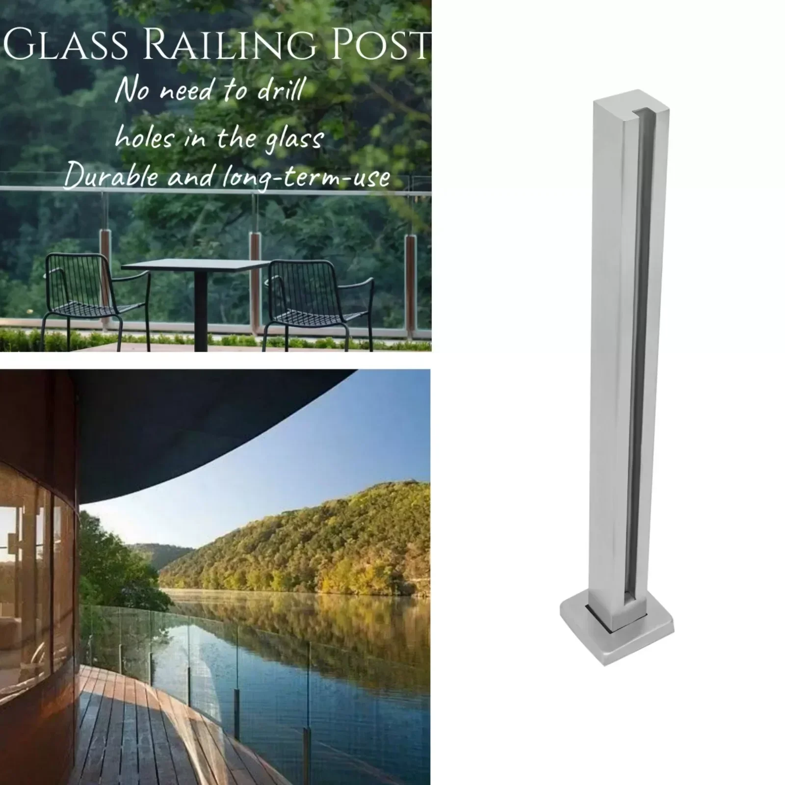 For Balcony Deck Stairs Without Glass Drilling Glass Railing End Post Balustrade