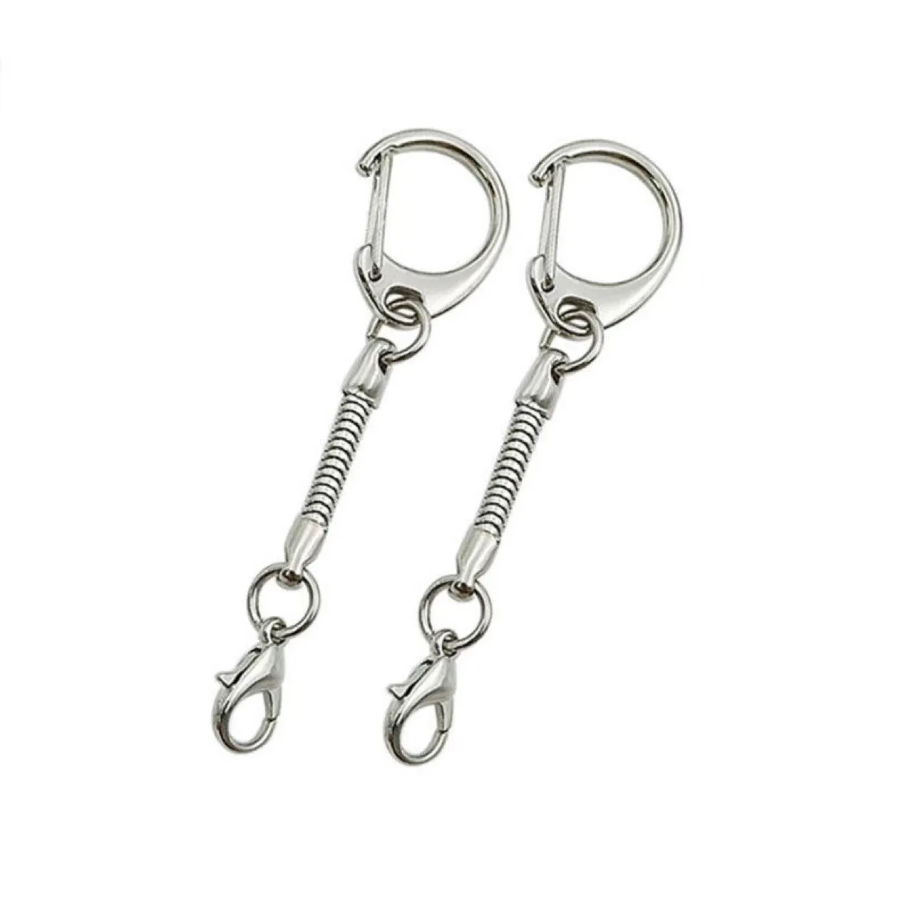 10 Stück Schlüsselanhänger in Silberfarbe mit Schlangenkette, Metall-Karabinerverschluss, Taschenanhänger, Modeschmuck, Schlüsselring, DIY-Zubehör – Detail 2