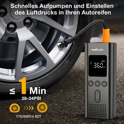 TAVALER Portable Car Electrical Air Pump Wireless Tire Inflatable Pump Inflator Air Compressor Pump for Car Motorcycle Bicycle