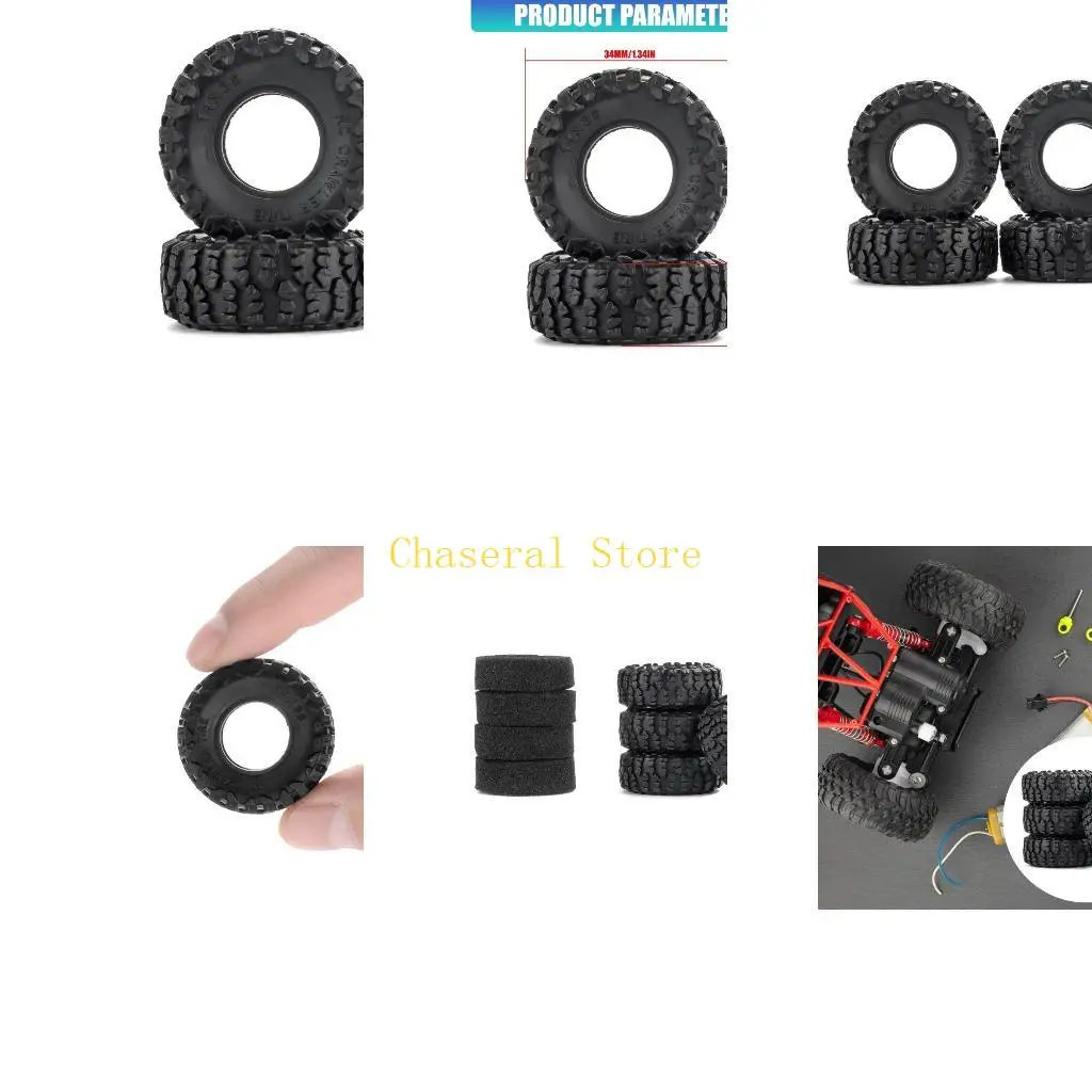 

E7CE 4Pcs Accuracy Molded Tires Enhanced Grip Tires Set Upgrades for 1/30 SCX30