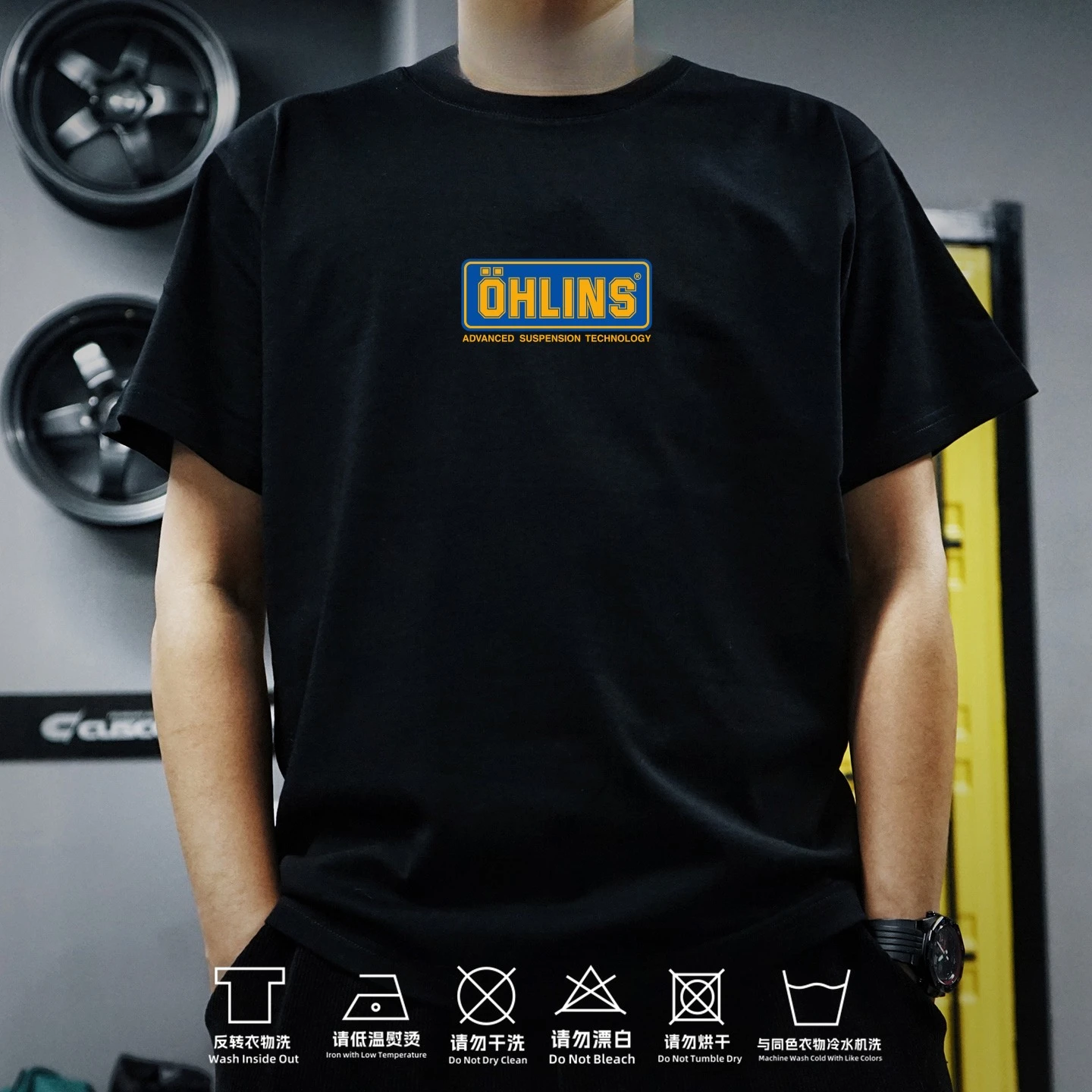 

Футболка OHLINS из чистого хлопка с короткими рукавами для модификации мотоциклов и мотоциклов, амортизация