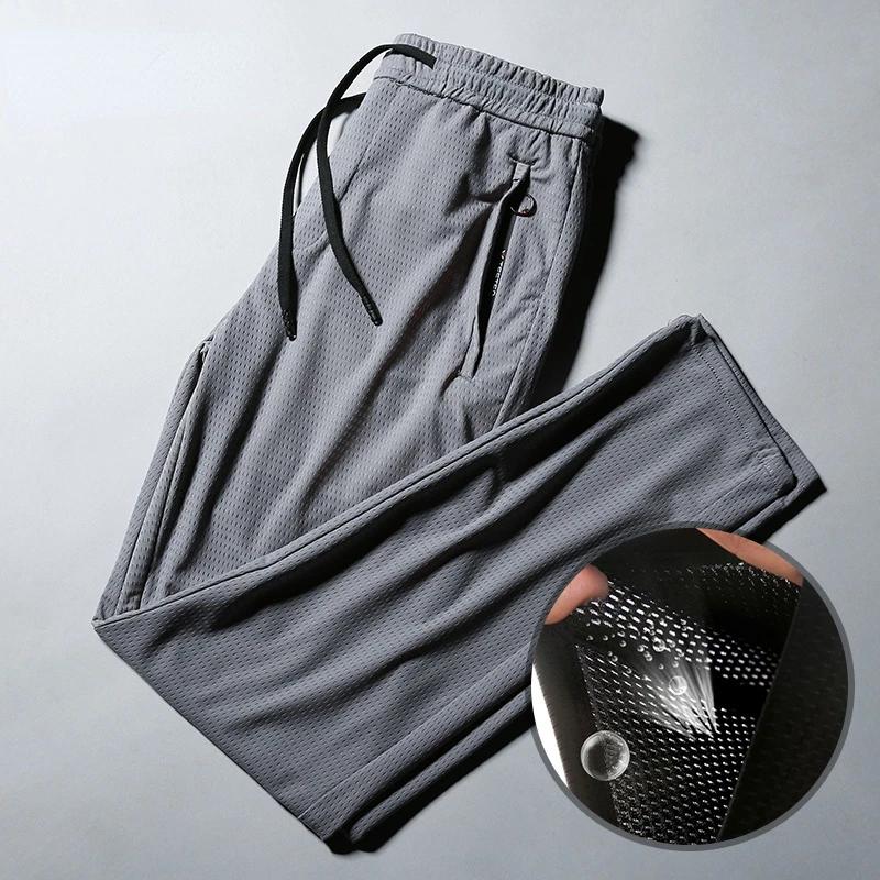 

Brand Men's Casual Pants Breathable New Style Business Fashion Thin Mesh Section Solid Color Trousers Male