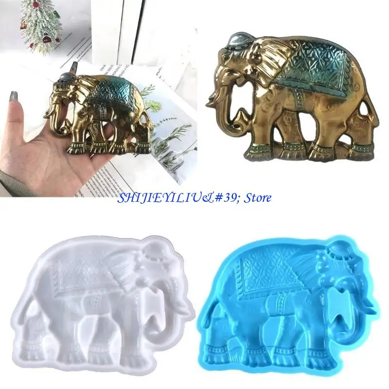 E21F Elephant Decor Mold DIY Desktop Ornaments Pendant Jewelry Epoxy Resin Mold
