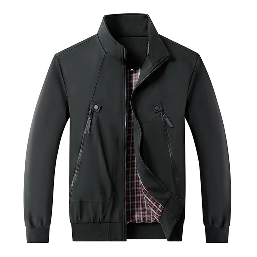 

Men's Stand Collar Lightweight Jacket Thin Solid Casual Outerwear Cardigan Offering a Loose Fit for Daily Activities