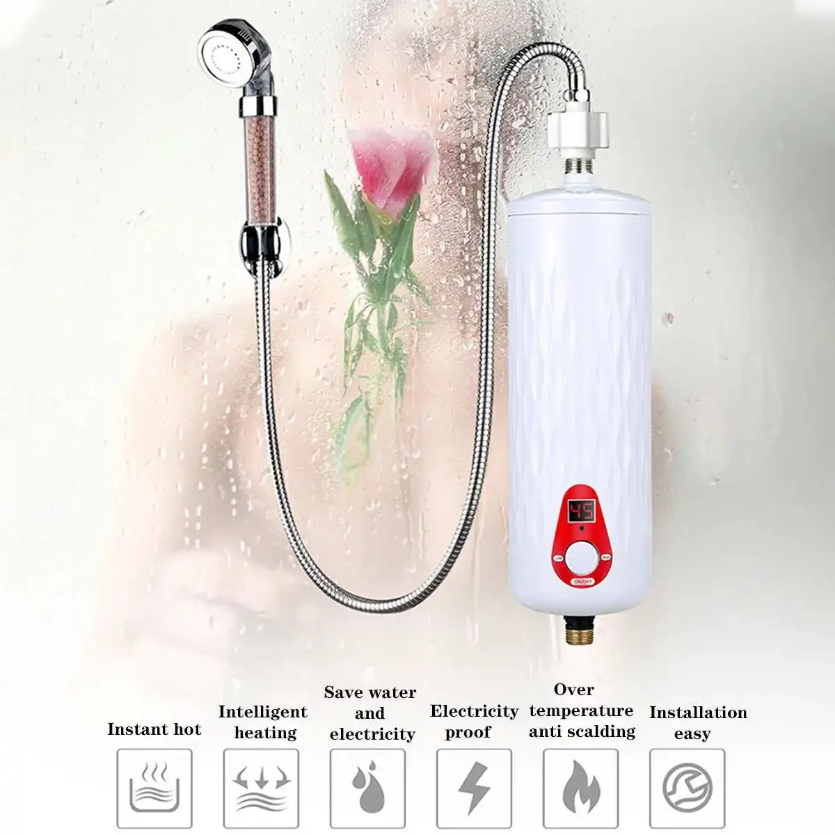 

3 Modes Fast Heating 5500W Instant Electric Tankless Water Heater Instantaneous Kitchen Bathroom Shower Hot Water Flow System