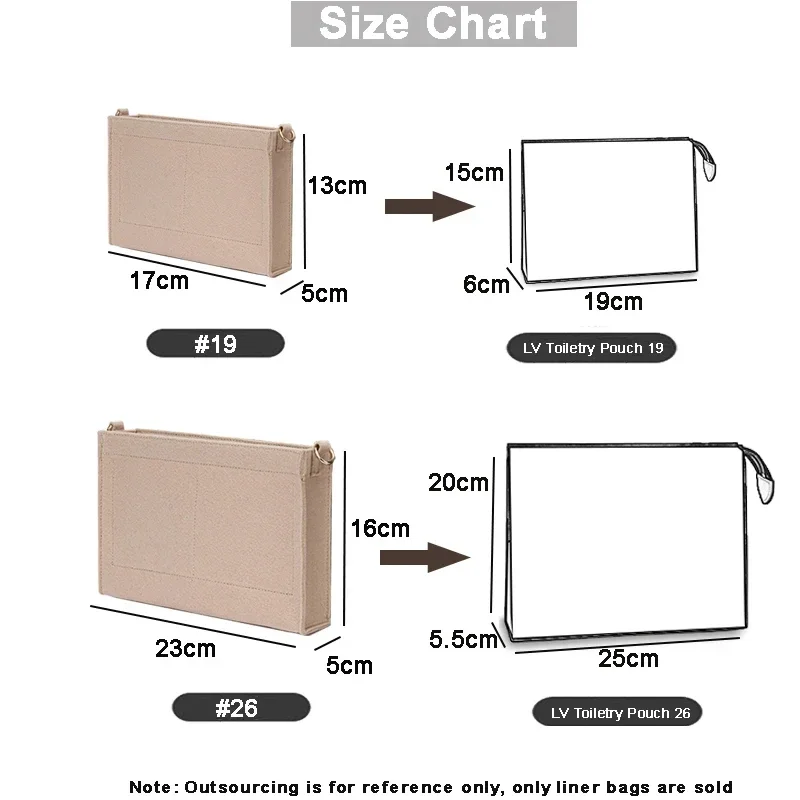 Bag Storage Sorting Felt Inner Liner Accessory For LV Toiletry Pouch 19 26 Bathroom Bag Organizer DIY Upgrade Modification Part