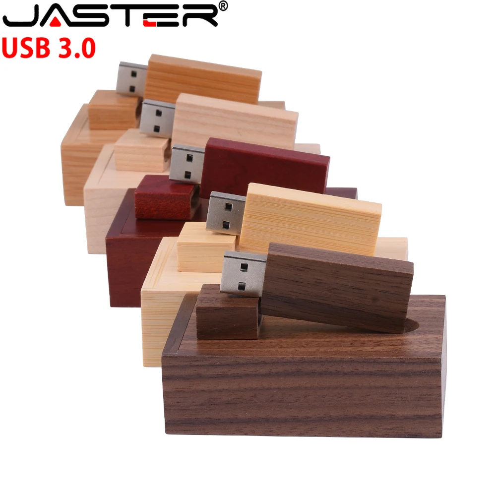 JASTER-Pendrive de madera con logotipo personalizado, unidad Flash USB 3,0 de 128GB, 64GB, 32GB, disco U, regalo creativo de boda
