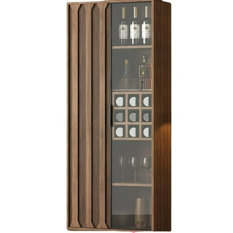 Wine Cabinet Living Room Solid Wood Wall Display Cabinet Small Apartment Home New Chinese Glass DoorD25