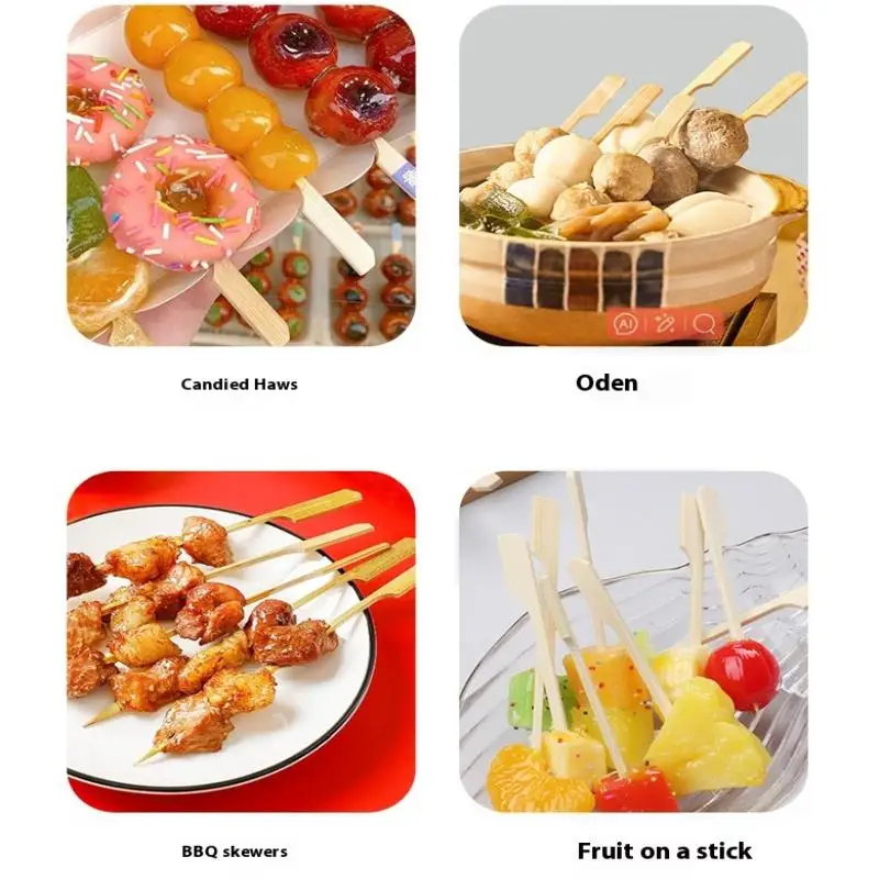 100 قطعة أسياخ الخيزران كوكتيل يختار المسواك الفاخرة للمقبلات الغذاء العصي الفاكهة شواء لمشروبات الحفلات الشوك القابل للتصرف