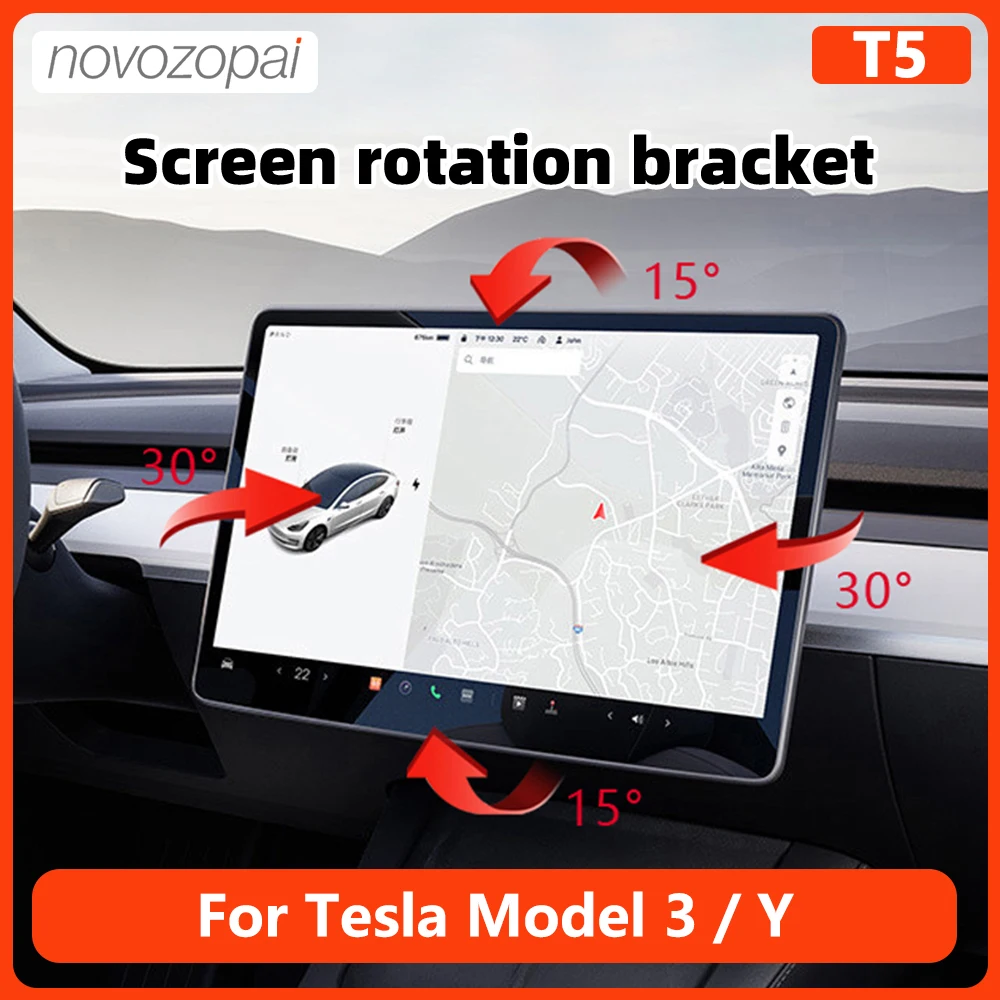 novozopai-support-de-reglage-de-navigation-gps-controle-central-rotation-de-l'ecran-commutateur-rapide-accessoires-de-voiture-modele-y-modele-3-t5