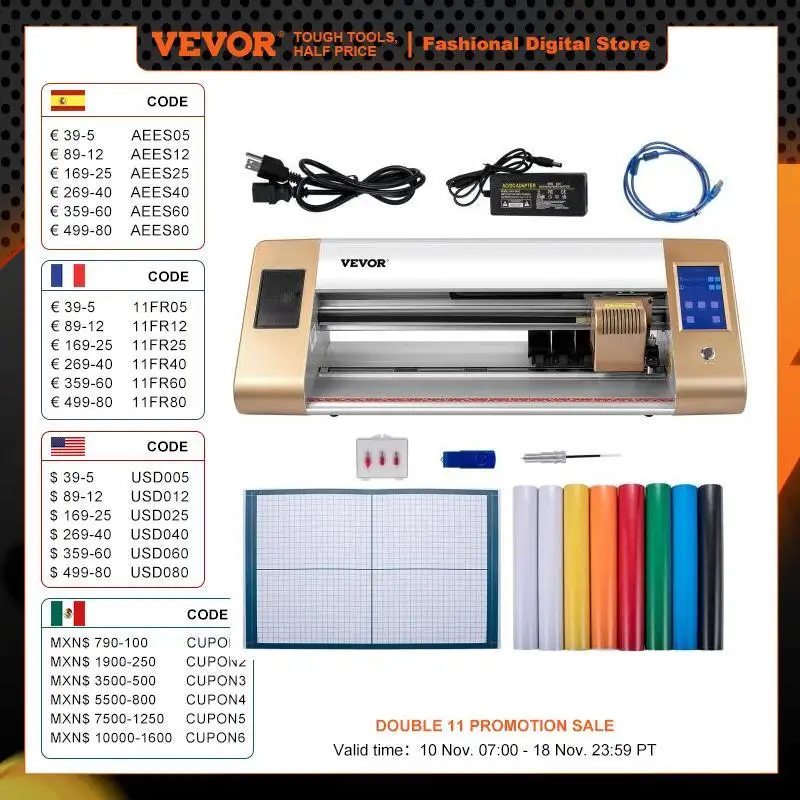 New: Automatic Vinyl Cutter Machine Computer Windows Software 3 Blades LCD Screen 18Inch 450MM Vinyl Printer Cutting Plotter