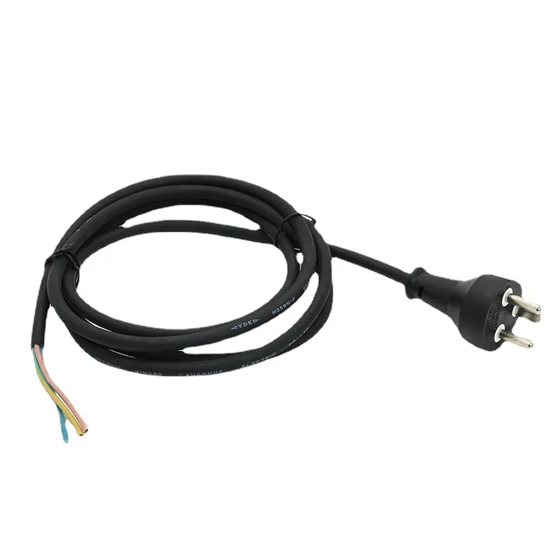Plug and Unplug Power Cord, Danish Three Pole Round Needle Extension Cord, PVC Rubber Power Cord