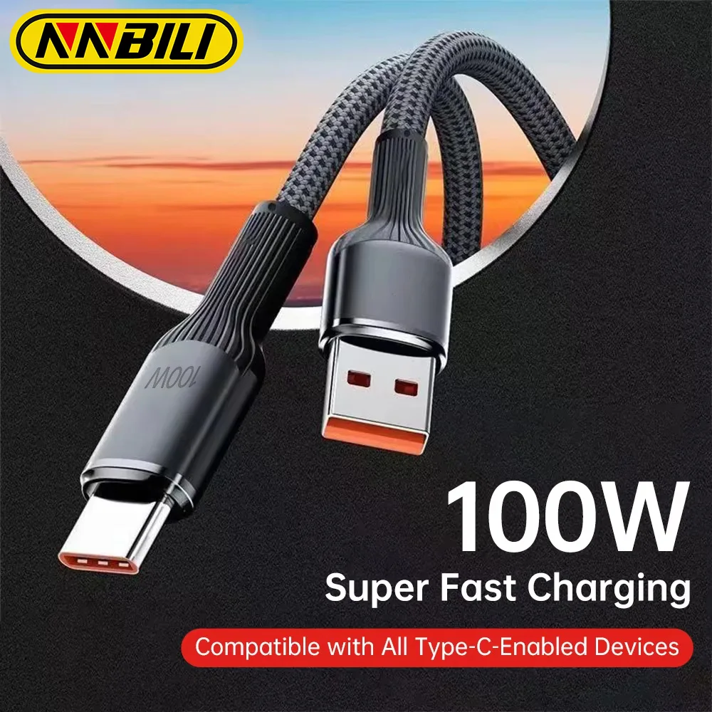 NNBILI 100W Fast charging data cable USB A/Type C to Type C for Sumsung Huawei Xiaomi OPPO Phone High-speed Data Transfer Cord