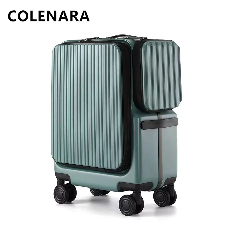 COLENARA ABS + PC Cabin Luggage USB Charging Boarding Box Multifunctional 20 Inches Trolley Case with Wheels Rolling Suitcase