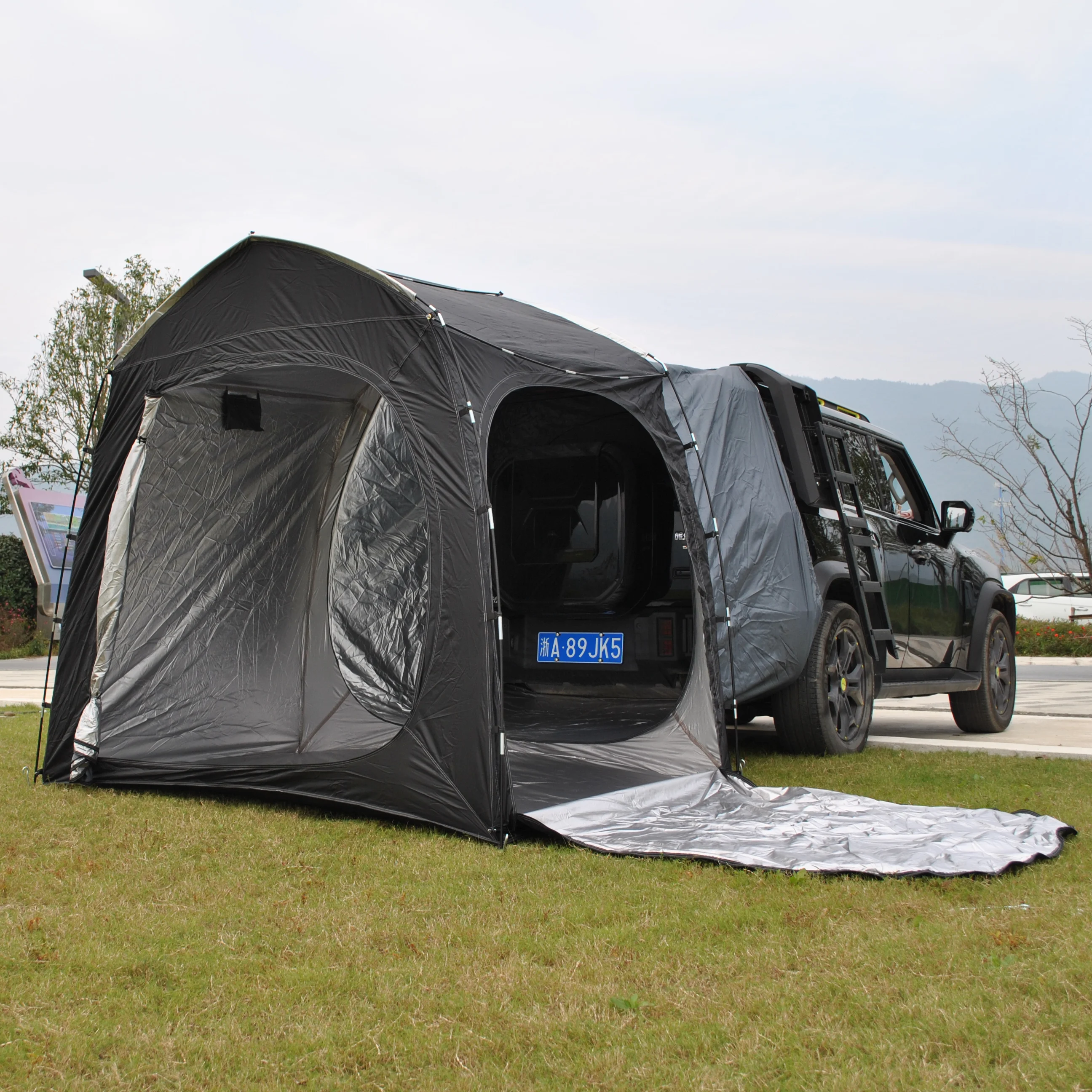 Air-conditioner tent connect to car,UV Tent for Camping, 2-Person Car Rear Cabin Tent, SUV Tailgate Tent, Easy Set Up car Tent