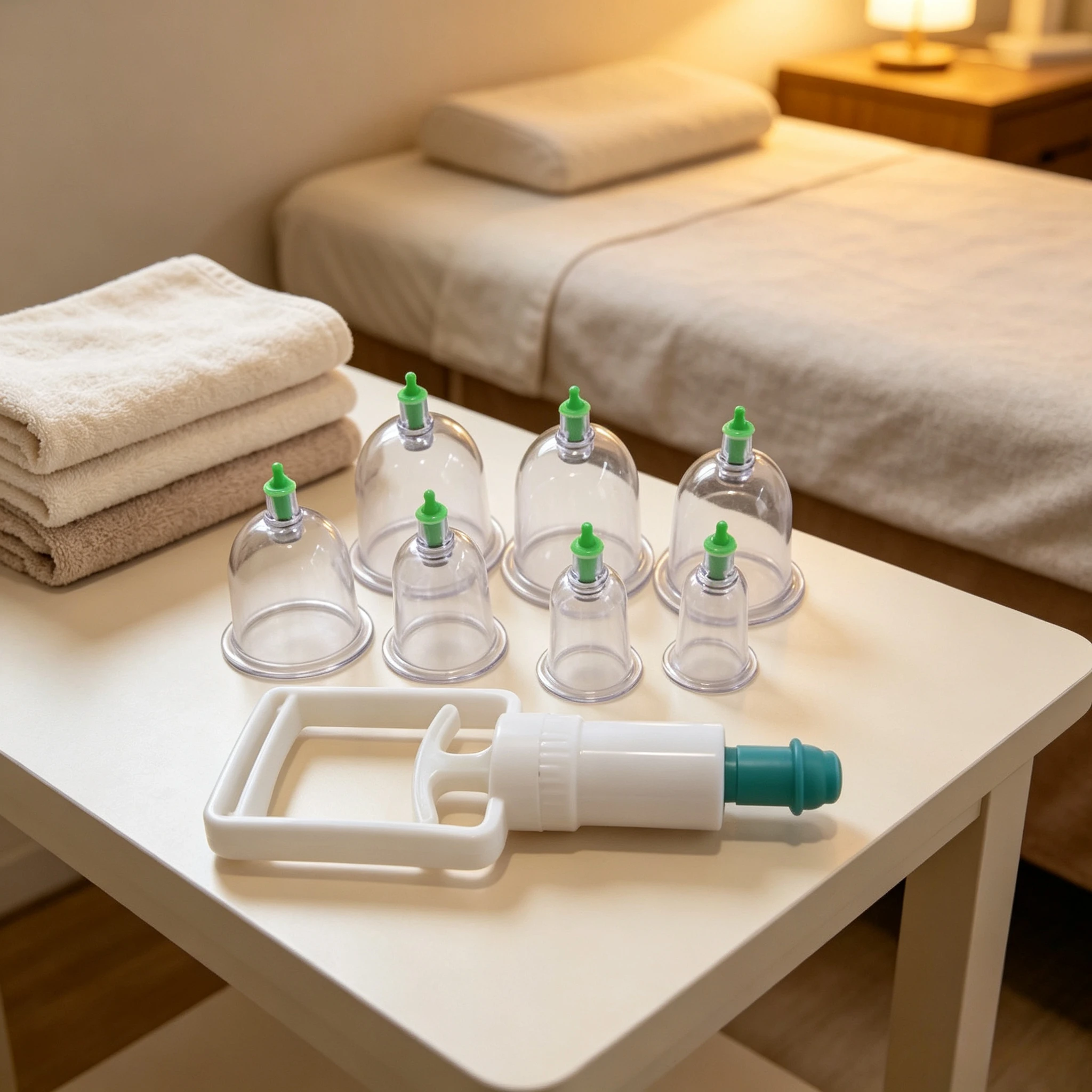 Manual Back Massage Cupping Set with Adjustable Suction, Ergonomic Design, Durable Plastic, Portable