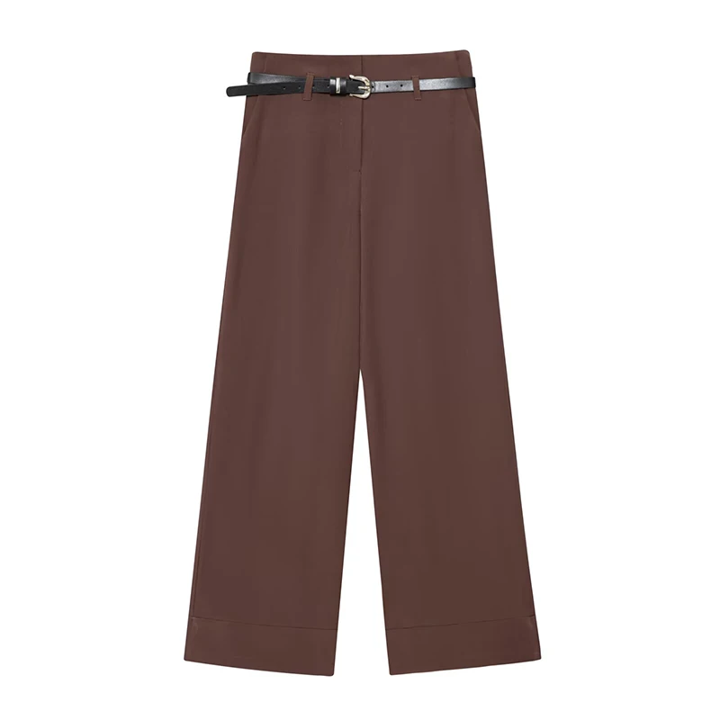 Pantalon femme mode avec ceinture taille haute pantalon bureau femmes pantalon droit femme pantalon élégant