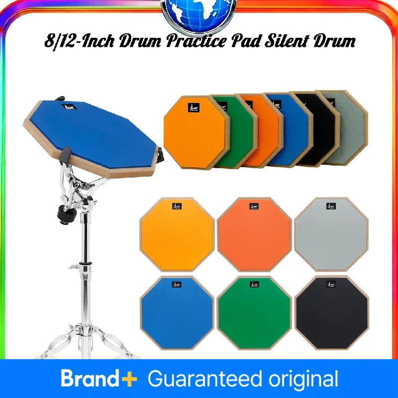 

SLADE 8-дюймовый 12-дюймовый тренировочный коврик для барабанов, резиновый деревянный тупой барабанный коврик, бесшумный тренировочный коврик для джазовых барабанов, упражнений для начинающих