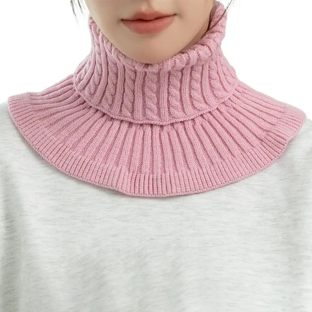 

Winter Scarf Women's High Collar Twist Texture Ruffle Trim Fake Scarf For Autumn Winter Solid Color Knitting Collar For Warmth