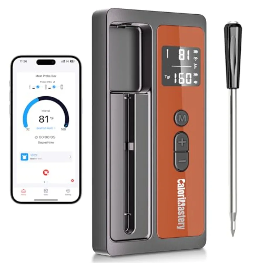 

Беспроводной термометр для мяса: Умный Bluetooth-термометр для мяса с радиусом действия 500 футов, цифровой термометр для приготовления пищи и гриля с ультра-дальним радиусом действия.