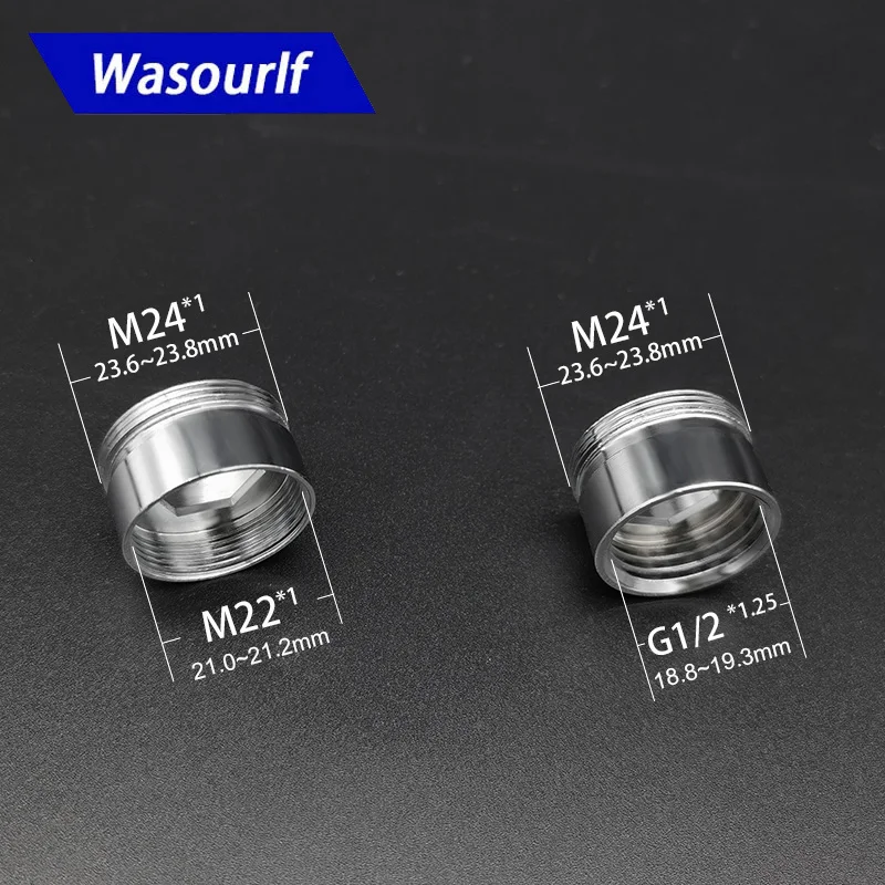 

WASOURLF 1 PCS G1/2 M22 Female External Thread Transfer M24 Connector Outer Adapter Shower Bathroom Kitchen Faucet Accessories