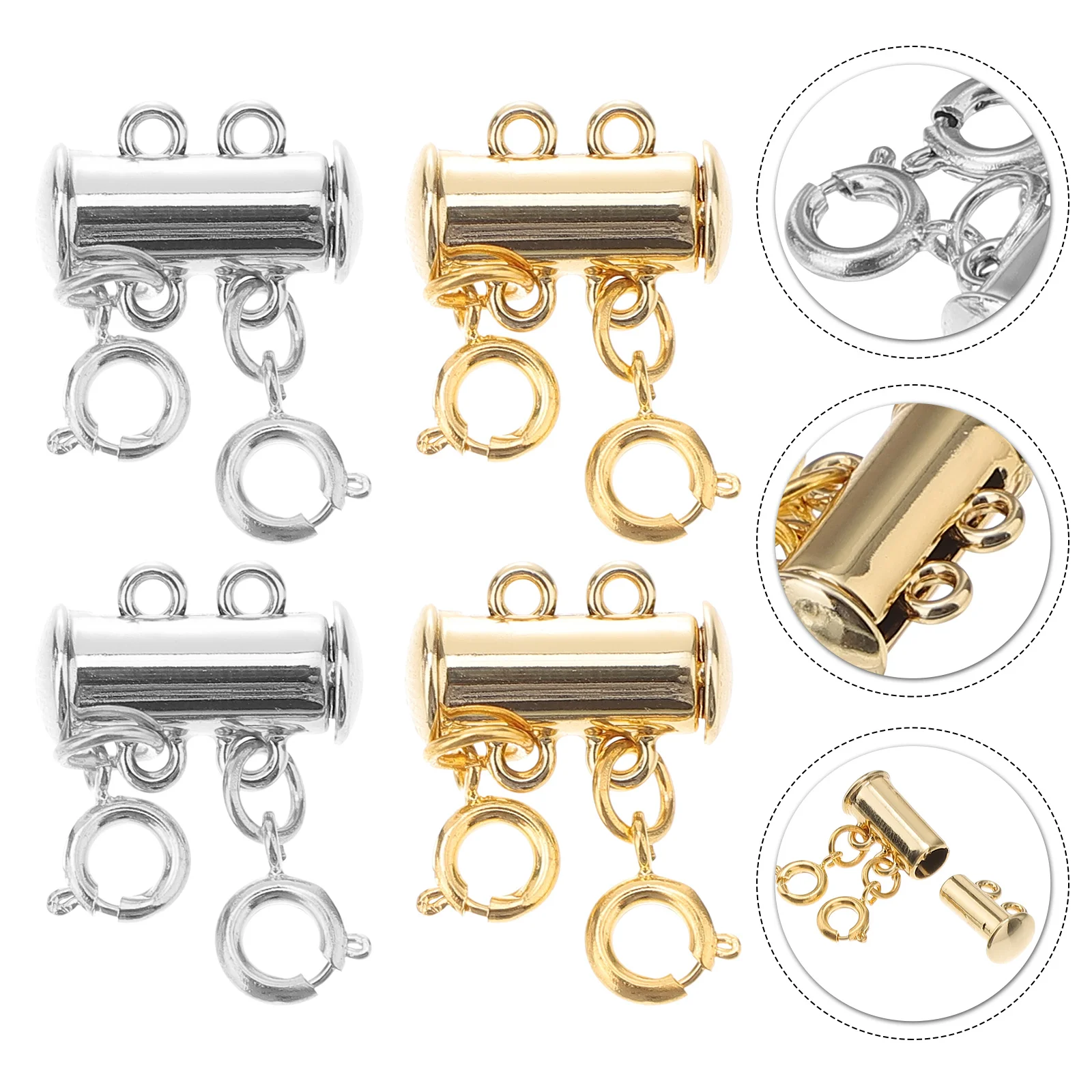 

4 Pcs Necklaces Connector Buckle Multi-layer Connectors Accessories Slide Lock Clasp