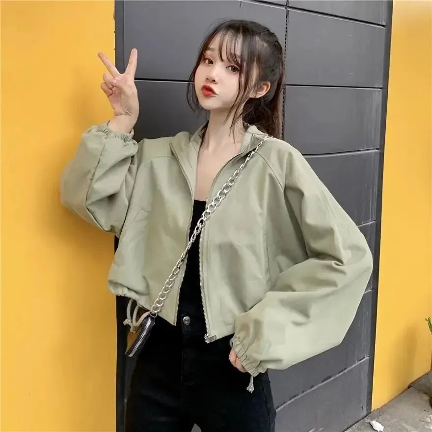 

Coat women 2024 new loose fashion short casual drawstring cardigan top trend