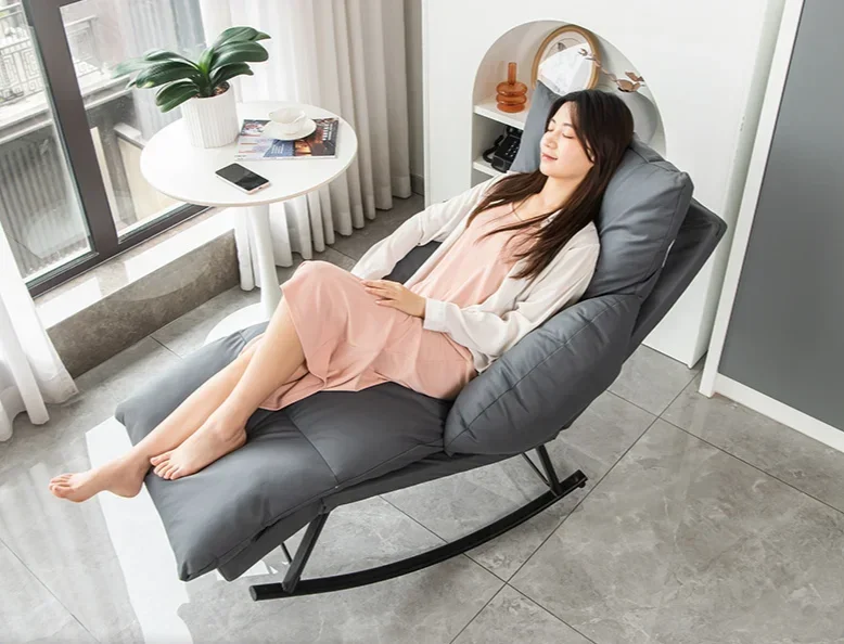 

Home Household Rocking Chair Lazy Sofa Balcony Leisure Lounge Chair Home Lunch Break Light Luxury Technology Cloth Lazy Rocking