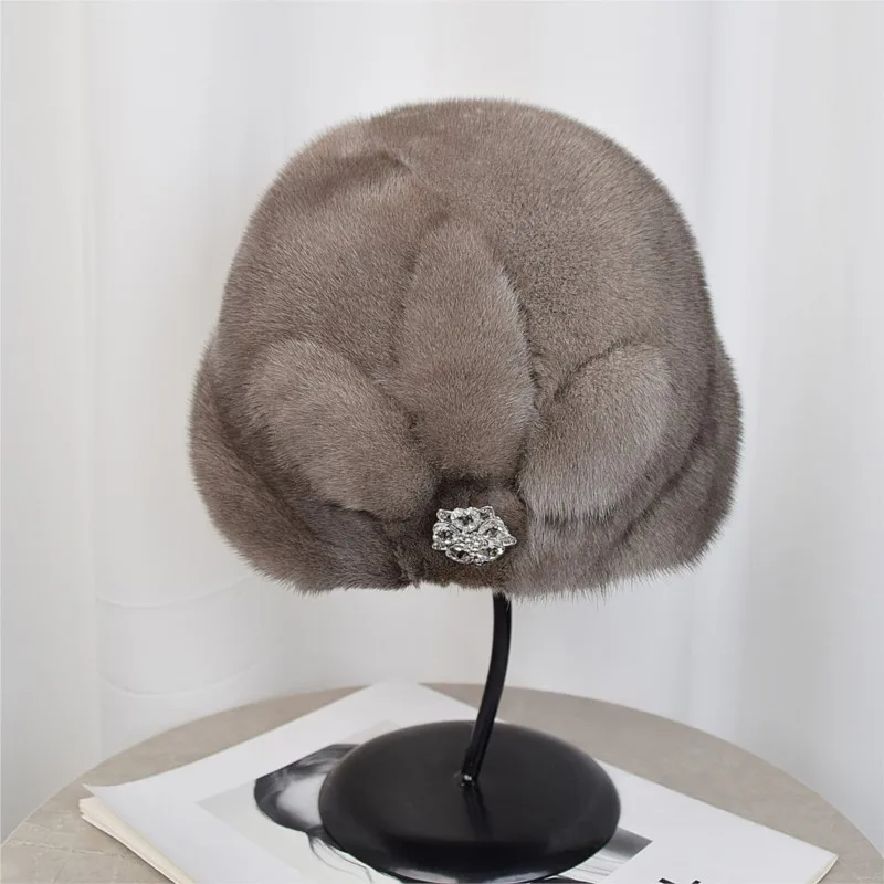 A whole fur hat for women middle-aged and old leather warm