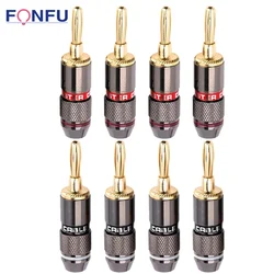 4pairs/8pcs Gold Plated Pure Copper  Banana Plugs Speaker Adapter Screw Speaker Plug Audio Connectors