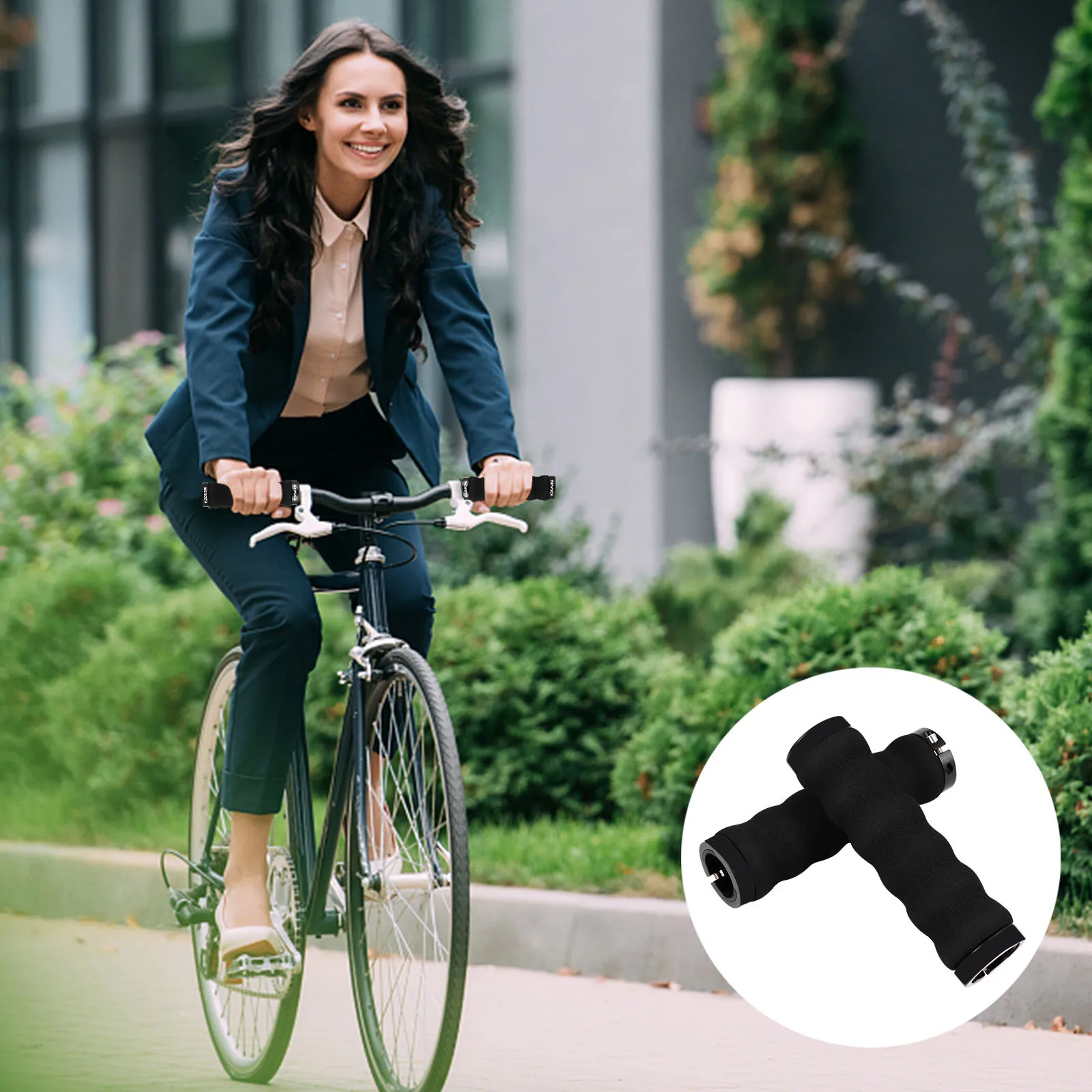 

2pcs Anti-Slip Rubber Bike Handlebar Grips Lock Ring Durable For Mountain Bicycle Road Cycling Handle Bar Cover Grip