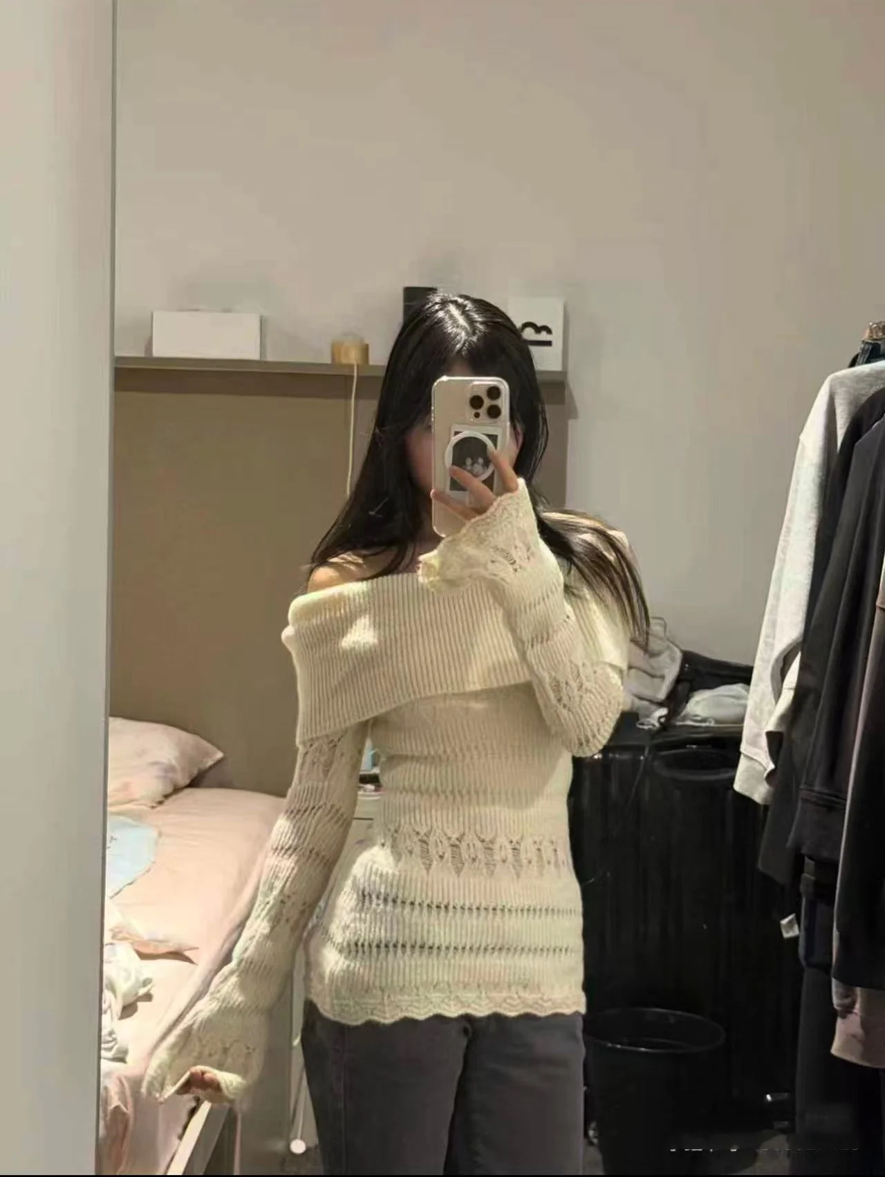 Sweet Sle Knitted Sweater oulder Bared Long Sve One oulder Design Faionable Winter New Arrival Women's Premium Kni...