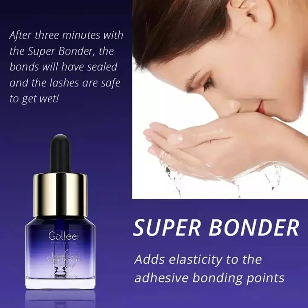 Gollee Super Bonder e colla per Extension ciglia Max Bond colla per ciglia sottile ad alta flessibilità 1 Sec tempo di asciugatura ritenzione 6-8 settimane