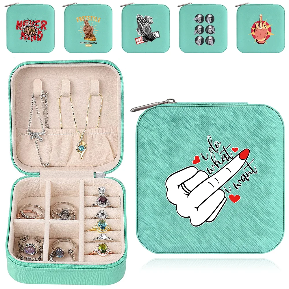 

Шкатулка для драгоценностей, украшения, органайзер, дисплей, дорожный портативный чехол для хранения на молнии, серия с ручной печатью, держатель для сережек, подарок