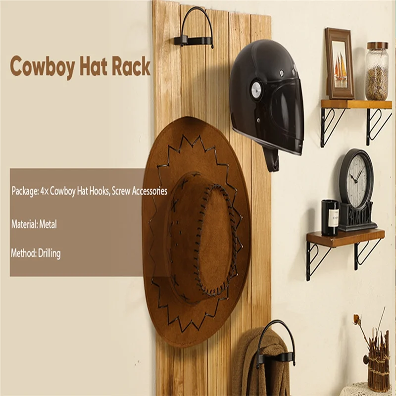 

A64Z 6PCS Cowboy Hat Rack Multi-Function Storage Display Stand Cowboy Hat Holder Hat Hanger Wall Mount Hat Hooks