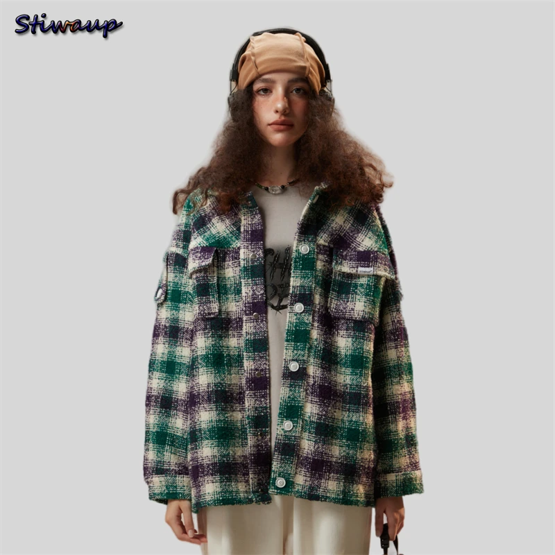 Women\'s Plaid Shirt Vintage Mens Designer Jacket Female Oversize for Women Rare 2023 Autumn Winter New In Woman External Clothes