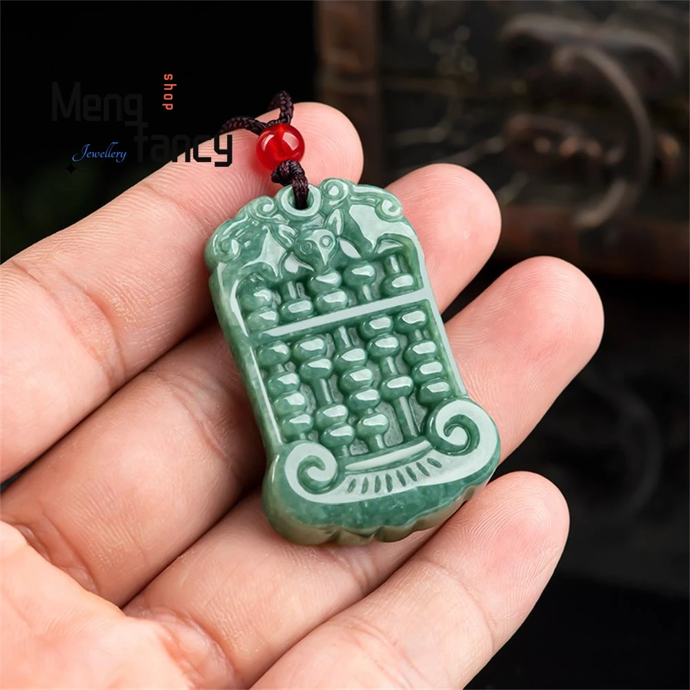 الجاديت الطبيعي روي المعداد قلادة بسيطة رائعة أنيقة الأزياء والمجوهرات الفاخرة أفضل بيع التميمة الحرف اليدوية هدية عيد #4