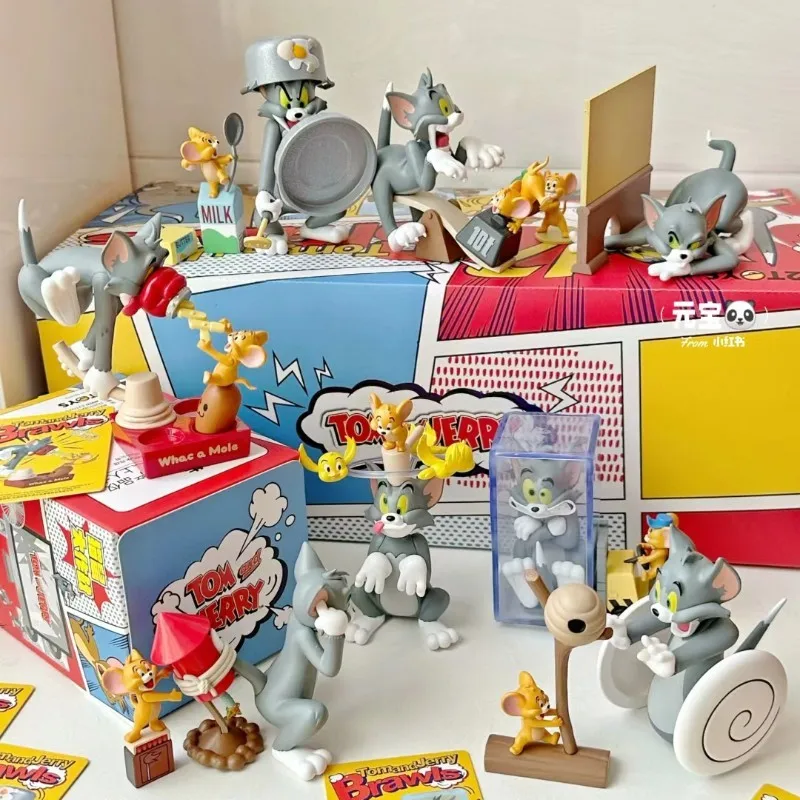 Caja ciega de la serie Tom y Jerry Cat And Mouse Fight, estatua de Pvc Kawaii, modelo de figuras de Anime, juguete de colección lindo, regalo Original