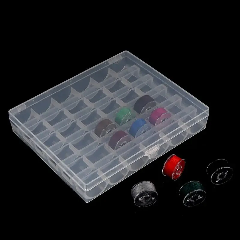 36 Spools Empty Bobbins Sewing Machine Bobbin Case Organizer Storage Plastic Box For Home Sewing Accessories Tool