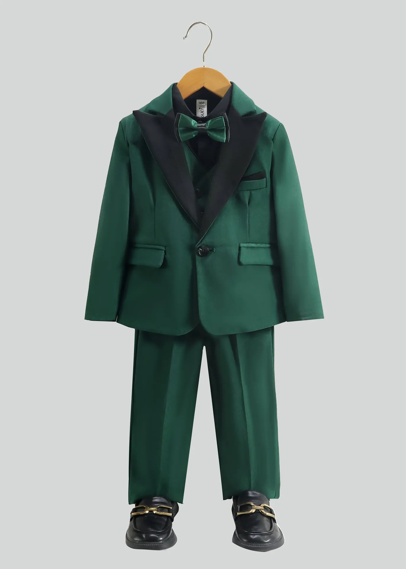 

Flower Boys 4Pieces Tuxedo Set With Jacket Vest Pants Bowtie for Wedding Kids 1st Birthday Photography Outfit Set