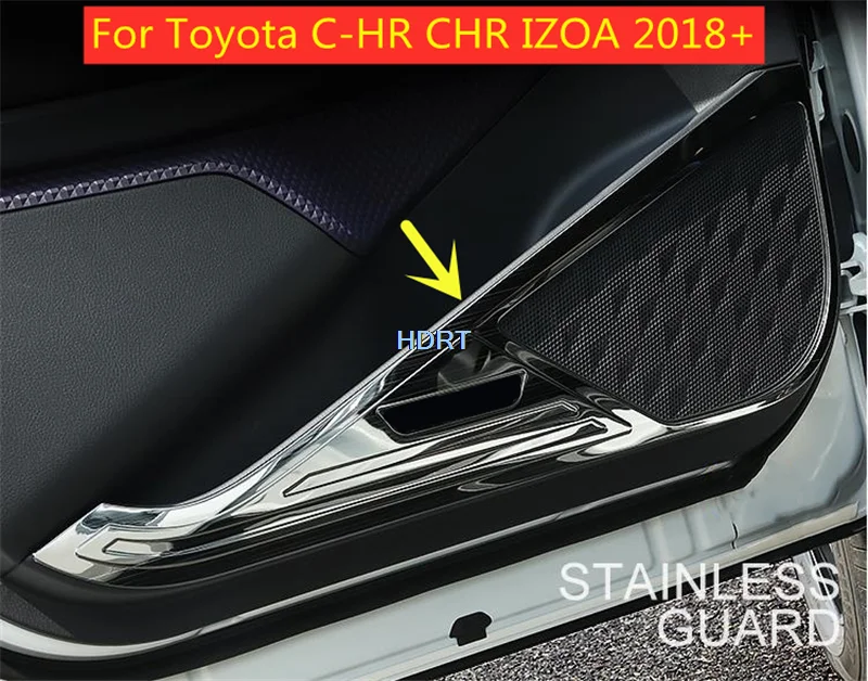 For Toyota C-HR CHR IZOA 2018+ Carbon fiber style/Silver/Black titanium Side Door Anti Kick Pad Protective cover trim Car 4Pcs