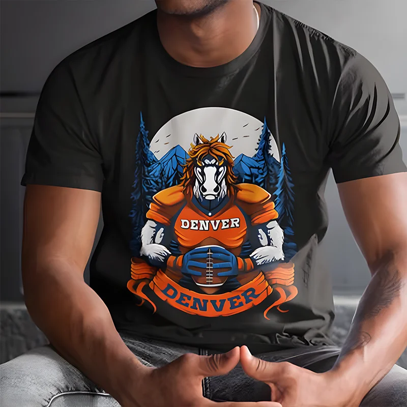 Denver futebol masculino camiseta meninos y2k gráfico camisetas streetwear crewneck roupas oversized estilo vintage topos legal