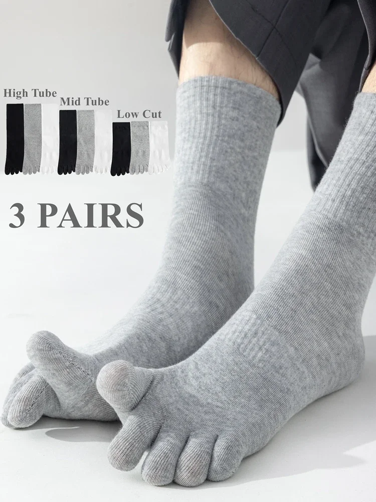3 Pairs High Quality Cotton Toe Socks Men Five Finger Socks Men Anti-slip Crew Ankle Socks with Separate Fingers Men Comfortable