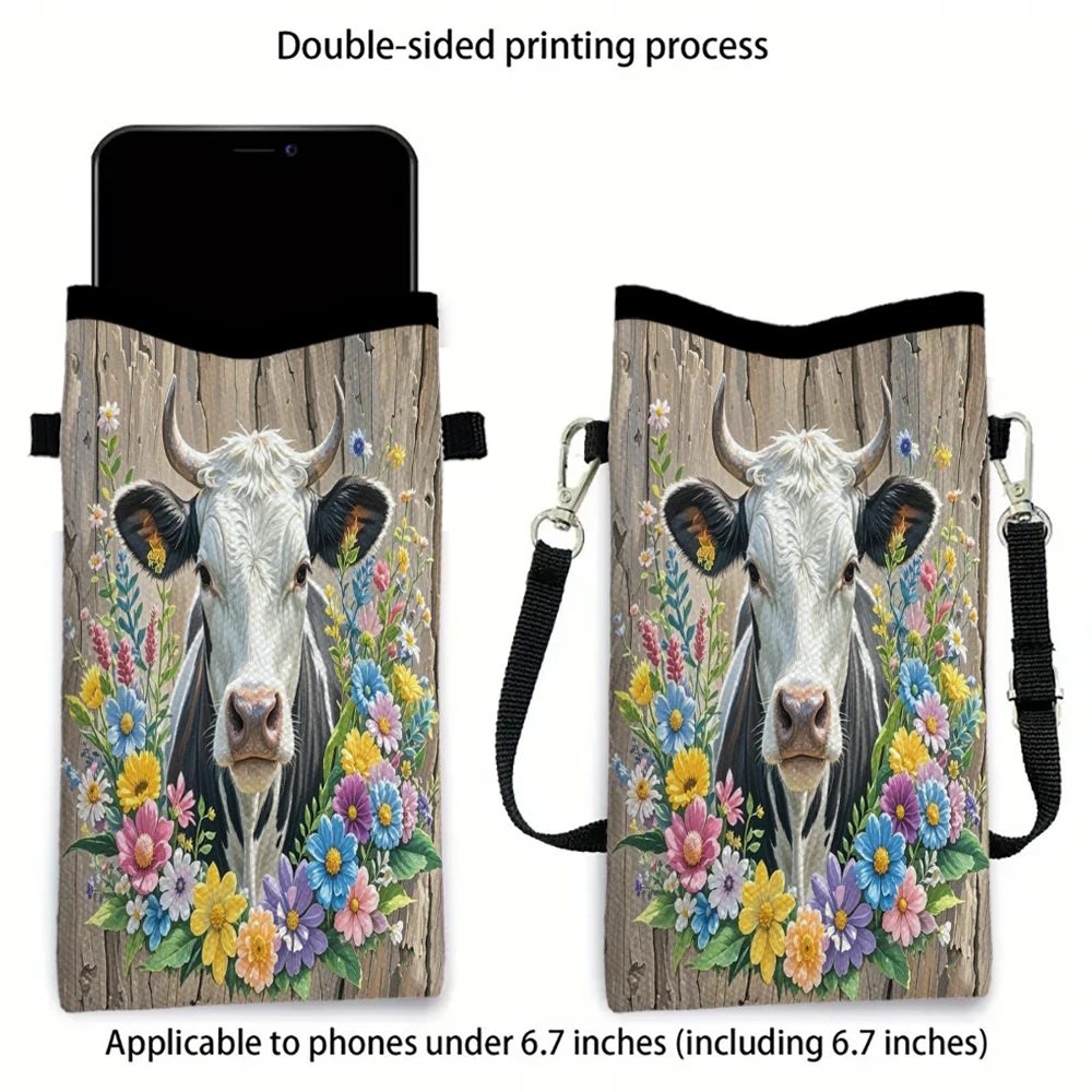 

Cow Shoulder Bag High Quality Phone Bag with Adjustable Strap, Casual Style Women's Wallet StorageBag 8.23