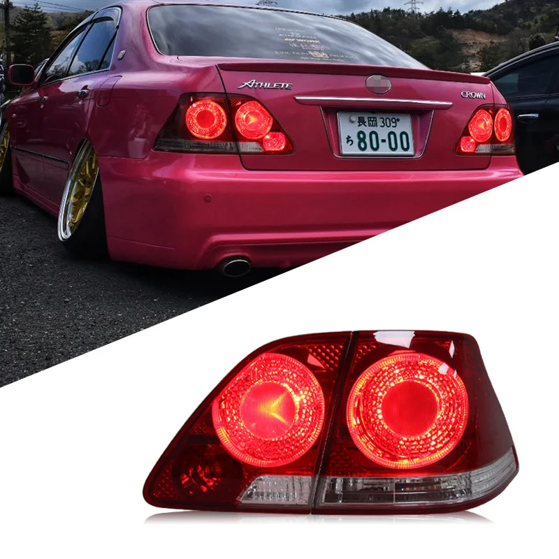 Suitable for Toyota 03-09 Crown Tail Light Assembly 12th Generation Crown Modified LED Japanese 6 Eyes Tail Light