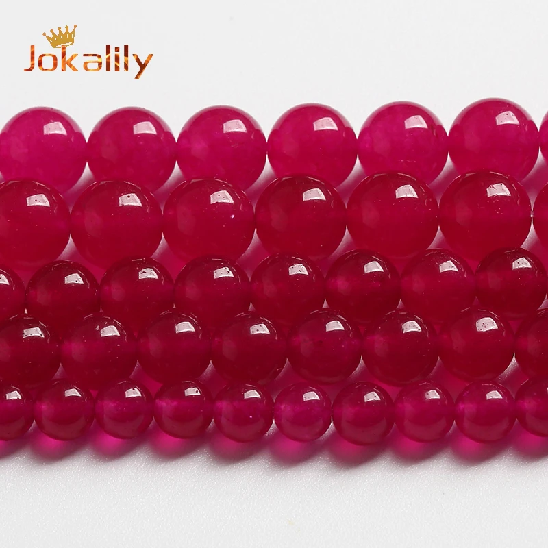 Round Magenta Chalcedony Jades Beads Natural Stone Loose Beads For Jewelry Making Diy Bracelet Necklace 4 6 8 10 12 14mm 15